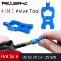 RISK 4 IN 1 Bike Valve Core Tool Multifunction Wrench Presta Tire Valve Caps Portable MTB Road Bicycle Removal Installation Tool