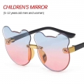 2022 Kids Cute Cartoon Bear Shape Flower Round Sunglasses Boy Girls Children Vintage Uv400 Colors Rimless Polarized Sun Glasses|