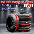 4pcs Universal Car Spare Tire Covers Case Tires Storage Bags Auto Wheel Tires Storage Bags Vehicle Tyre Waterproof Polyester Bag