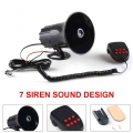 12v 50w 120db Air Siren Horn Warning Alarm Megaphone For Car Truck Mic Speaker 7 Sounds Loud For Car Van Truck Train Rv Boat - M