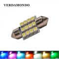 1pcs 31mm 12 Smd 3528 Car Interior Dome Festoon Led Light Bulbs Lamp Warm White Red Green Ice Blue Pink - Signal Lamp - Officema