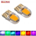 2/4 Pcs Car Led Light T10 W5W 12V 194 168 2825 Lights Bulbs Silicone Cob Auto Interior Lamp Bulb Amber Yellow Orange RED White|l