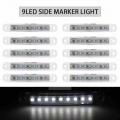 10x White Waterproof Trailer Light Led 24V 9LED SMD Marker Light Truck Light Side Marker Lights For Trailers Camion Camper|Truck