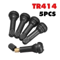 5Pcs TR414 Snap in Car Tubeless Tyre Valve Stems Rubber Copper Vacuum Tire Air Valve for Auto Motorcycle Moto|Valve Stems &