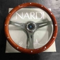 Nardi 15" Classic Wood Steering Wheel Racing Car 380mm Chrome Silver Spoke Vintage Wooden Grain Steering Wheel For VW BENZ