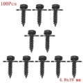 100Pcs/Set 4.8 x 19 mm Self Tapping Tapper Screw And Washer Black 8mm Hex Head Self Tapping Tapper Screws Repair Screws For BMW|