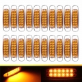 New 20pcs 6.15"LED Marker Clearance Light 12LED Pigtail Connector Amber Trailer LED 12V Waterproof|Truck Light System| -