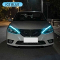 2pcs Multicolor Led Drl Car Daytime Running Light Flexible Waterproof Strip Auto Headlights White Turn Signal Yellow Brake Flow