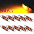 10pcs Car 12V 24V Amber 3 LED Side Marker Light Clearance Lamp Fish Shape Truck Van Trailer Auto Side Marker Warning Lights|Truc