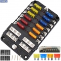 12 Way Blade Fuse Block with ATC/ATO Fuse Box Holder LED Warning Indicator Damp Proof Cover For Car Boat Marine RV Truck|Fuses|