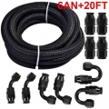 New 6AN AN6 Black Nylon Braided E85 PTFE Fuel Line 20ft 10 Fittings Hose Kit Gas Cooler Hose Braided Inside CPE Rubber| | -