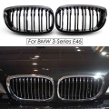 1Pair Gloss Black Double Slat Kidney Grille Grill Replacement for BMW 3 Series E46 Coupe Cabrio 2003 2006 Automobile Accessories