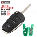 YIQIXIN 3 Button Remote Car Flip Key For Audi A2 A3 S3 TT A4 S4 Cabrio Quattro Avant 2005 20013 ID48 Chip Part Number 8P0837220D