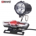 Ebike Headlight And Tail Light Sets Electric Bike Bicycle 24/36/48v/60v Front Rear Warning Lights Led Night Spotlight Headlamp -