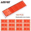 100pcs Double Edged Plastic Razor Blade Lable Clean Razor Glue Remover Window Glass Clean Scraper Car Wrap Sticker Squeegee - Sc