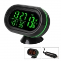 3 In 1 Thermometer Clock Voltmeter Car Lcd Digital Display Clock Freeze Alert Self-adhesive Car-styling Green Orange Backlight -