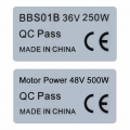 12pcs/lot 36V 250W 48V500W Bafang Mid Drive Motor Sticker for BBS01/02 BBSHD eBike Motor Electric Bicycle Conversion kit Sticker