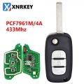 Xnrkey 3 Button Car Flip Remote Key Pcf7961m/4a Chip 433mhz For Benz Smart Fortwo 453 Forfour 2015-2017 Replacement Car Key - Ca