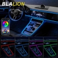 Usb Car Interior Lights 64 Colors Optical Fiber Strips Multiple Modes Sound Control Rgb Decorative Ambient Lamp Car Neon Light -