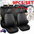 9pcs Automobile Car Seat Cover Protector Pu Leather Front Rear Full Set Waterproof Universial With Zipper For 5 Seats Car - Auto