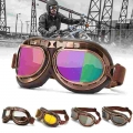 Motorcycle Helmet Goggles Windproof Glasses Motorbike Steampunk Retro Aviator Cruiser Off-road Copper Edge Goggles - Glasses - O