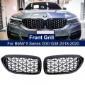 2pcs Car Racing Grill Meteor Diamond Star Style Front Kidney Grille Bumper For Bmw 5 Series G30 G31 G38 520i 530i 540i 2018 2019