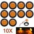 10pcs 24V 7 LED 2" Round Trailer Side Marker Lights for Trucks Clearance Lights Truck Turn Signal Lamp Tail Light Amber|Tru