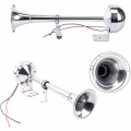 12V Polished Stainless Steel Single Trumpet Horn Low Tone for Marine Boat Truck Lorry Caravan RV New|Multi-tone & Claxon Hor