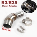 Slip on for Yamaha R3 R30 MT03 R25 Exhuast Middle Link Pipe Escape Muffler Adapter 51mm Connection Tube|Exhaust & Exhaust Sy