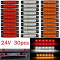 30x 6 LED light SMD 24V White Red Orange Truck Trailer Pickup Side Marker Indicator Lamps caravan tractor kart|Truck Light Syste