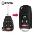 Keyyou Flip Remote Key Case Shell For Chrysler Aspen 300 Dodge Jeep Commander Grand Cherokee Folding 4 Buttons Fob Car Key Cover