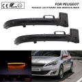 2pcs Smoke Led Dynamic Mirror Blinker Lights Sequential Turn Signal Lamps For Peugeot 308 2013-2019 Error Free Plug&play - S