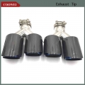 One Pair Y Style Glossy Carbon blue Stainless Steel Exhaust Dual tips Universal Car Exhaust Tips for BM W for Benz|Mufflers| -