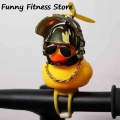 Duck with Helmet Bicycle Ornaments Yellow Duck Car Decoration Riding Cycling Bike Motorcycle Handlebar Toy Wind breaking Pendant