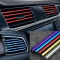 10 Pcs 20cm Car Air Conditioner Vent Outlet Trim Strip U Shape Chrome PVC Colorful Shiny Car Trim Strip for Car Decoration|Inter