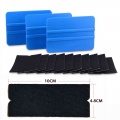 Foshio 10pcs Carbon Fiber Squeegee Felt Fabric Cloth+3pcs Vinyl Car Wrap Scraper Window Tint Wrapping Car Tools House Cleaning -