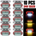 10pcs 24V 12 LED Car Truck Side Marker Lights External Lights Signal Indicator Lamp Warning Tail Light 3 Modes Trailer Lorry Bus