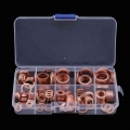 200Pcs Copper Washer Gasket Nut Bolt Set Flat Seal Sealing O ring Solid Gasket Assortment Kit Car Engine Oil Gasket Sump Plug|Oi