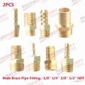 2PCS Brass Pipe Fitting 4mm 6mm 8mm Hose Barb Tail 1/8'' 1/4'' 3/8'' 1/2" NPT Male Connector Joint