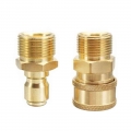 1 Pair Brass 3/8 Inch Quick Release Connector With M22 Thread 15mm Pin Adaptor For High Pressure Washer Hose And Outlet|Water Gu