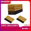 10pcs Gold Carbon Fiber Film Vinyl Wrapping Fabric Felt Squeegee Car Wrap Window Tint Tool Cleaning Scraper Sticker Remover A62f