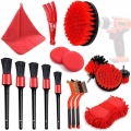 17pcs Car Detailing Cleaning Brushes Car Interior Exterior Cleaning Tools Microfiber Towel Automobile Air Vents Wheel Wash Kit -