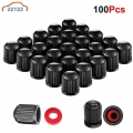 100pcs Tire Valve Caps, Plastic Valve Stem Caps With O Rubber Seal, Universal Stem Covers For Car Suv Bike Bicycle Motorcycles -