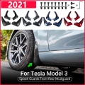 2021 Model 3 Car Accessories Mud Flaps For Tesla Model 3 Carbon Fiber Accessories Splash Guards Fender Matte Black Abs Mudguards