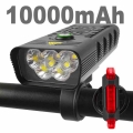 10000mAh Bike Light USB Rechargeable 3000 Lumens Bike Headlight 5T6 LED Super Bright Flashlight Front Lights and Back Rear light