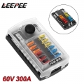 Leepee For Auto Car Marine Trike Block & Warning Indicator Fuse Box Holder Plastic Cover 60v 300a 6 Ways 12ways Blade Fuse B