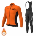 STRAVA Bicycle Team Mens Winter Cycling Jersey Set 2022 Thermal Fleece Long Sleeve Sportswear MTB Road Bike Jersey Suit Ciclismo