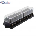 Circuit Standard 10 Way Ato Blade Fuse Box Plastic Cover Dc 12v/24v Car Fuse Block Holder With 10pcs 10a-40a Fuses For Auto Car