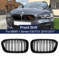 2pcs Car Front Bumper Kidney Grills For Bmw F20 F21 Lci 120i 1series 2015-2017 Double Slat Line Replacement Grill Racing Grille