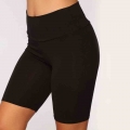 Summer Women Solid Color High Waist Cycling Shorts Stretchy Plain Casual Sports Fitness Ladies Elastic Seamless Slim Yoga Shorts